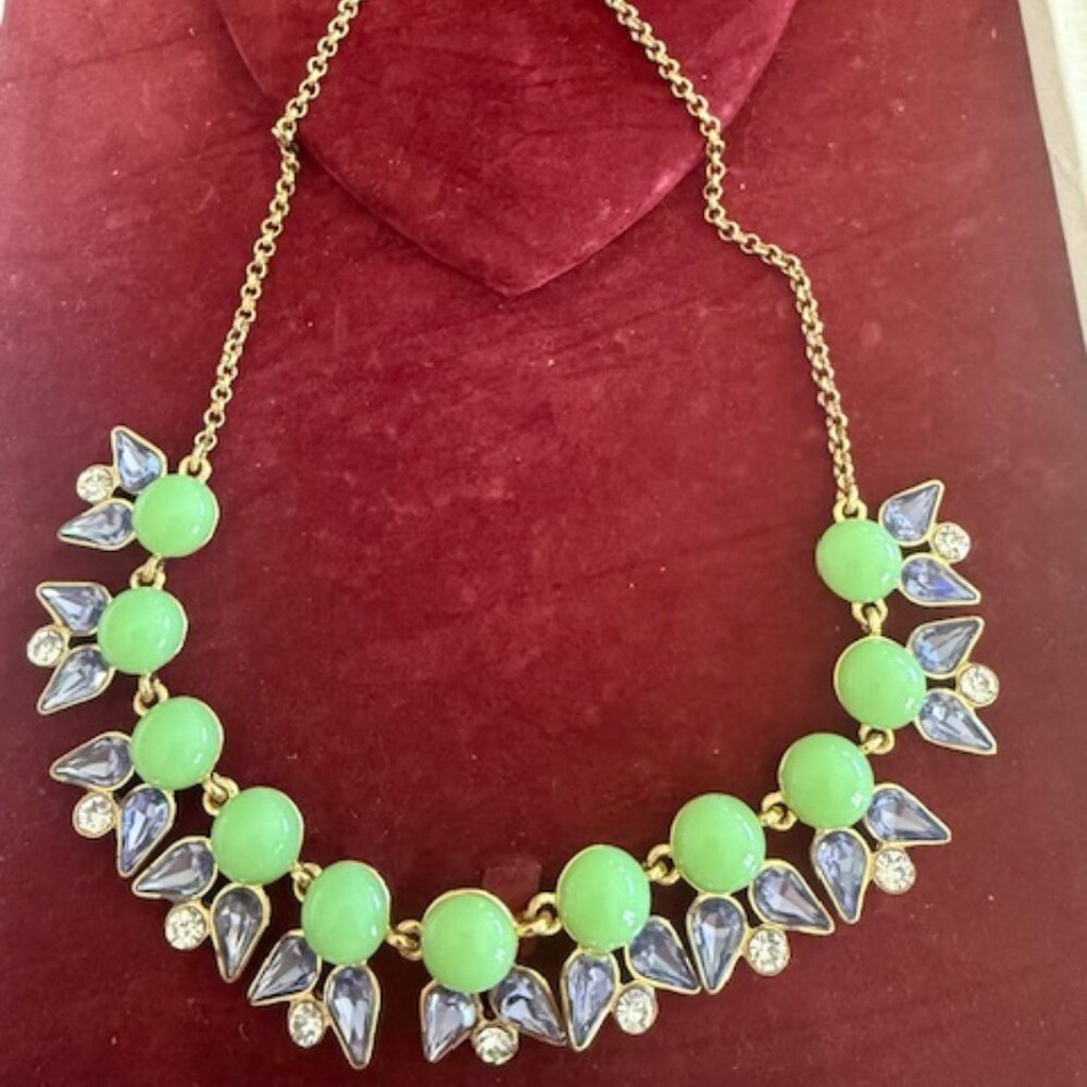 J . Crew Necklace Green Gumdrop/ Blue Crystals